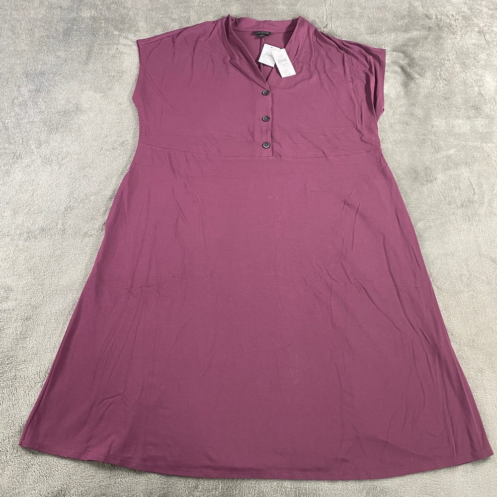 J Jill Dress Womens XL Purple Huckleberry Wearever A-Line Pockets 314731 NEW